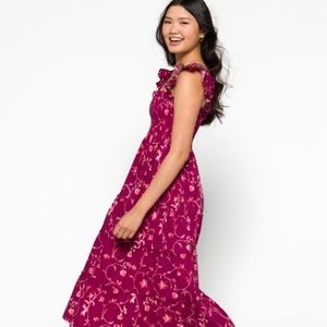 The Ellie Nap Dress - Burgundy Botanical Poplin